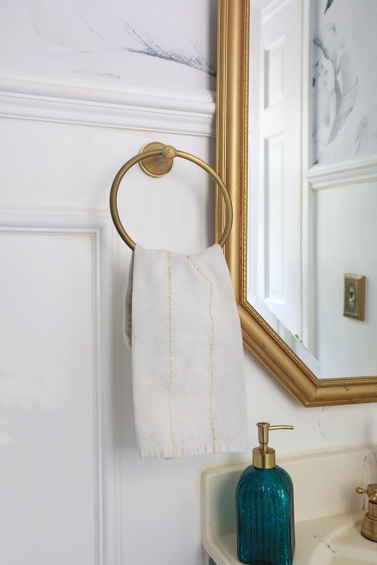 Brass hand towel ring holder