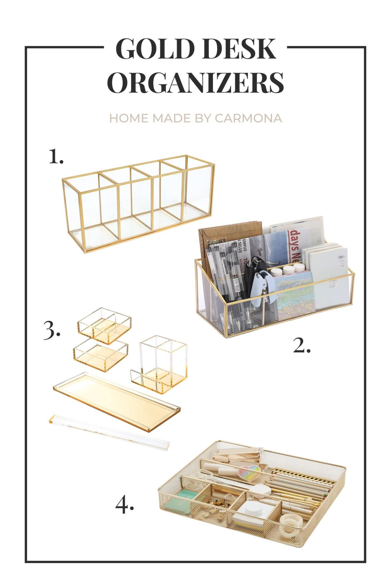 Gold desk organizers