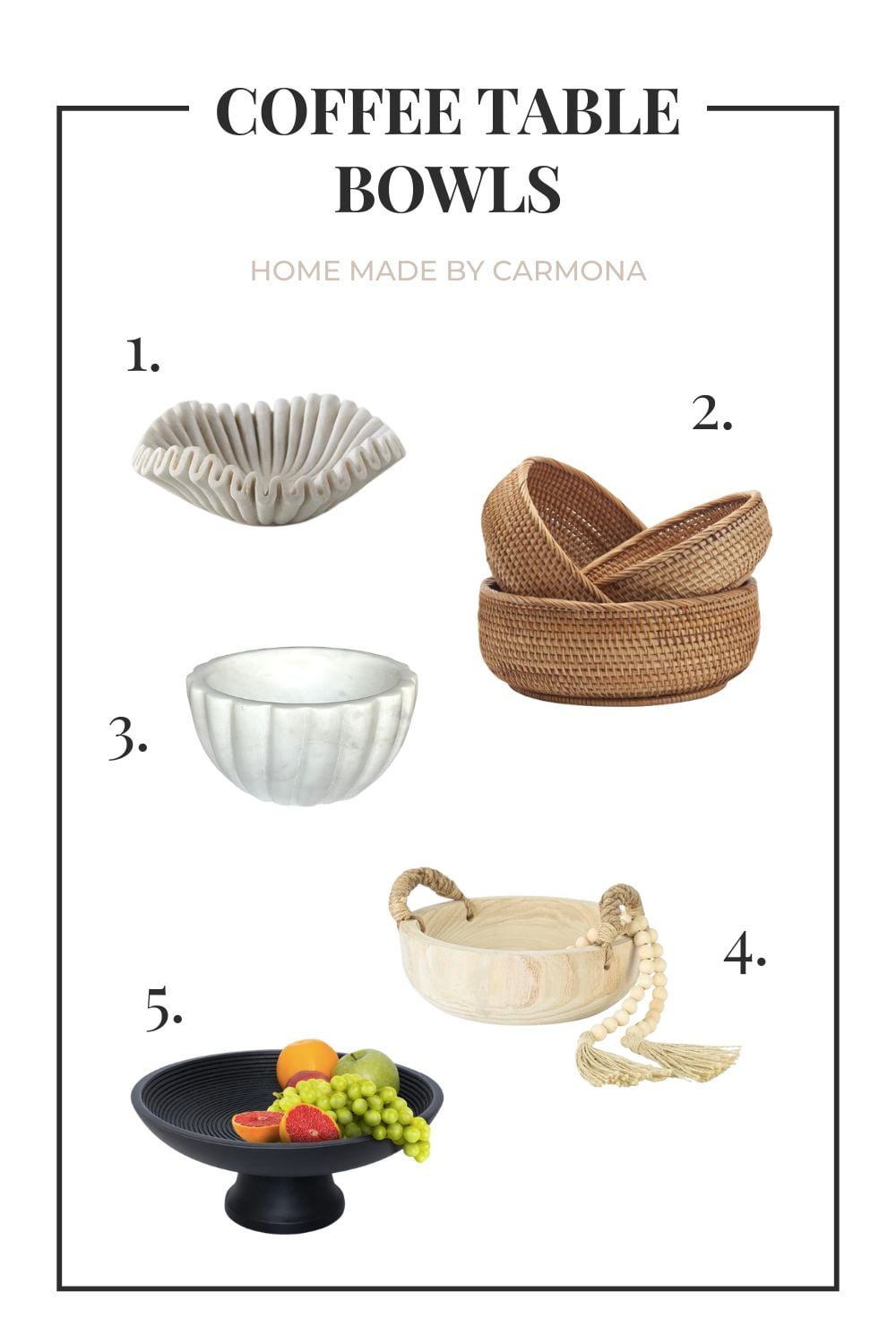 Decorative coffee table bowls