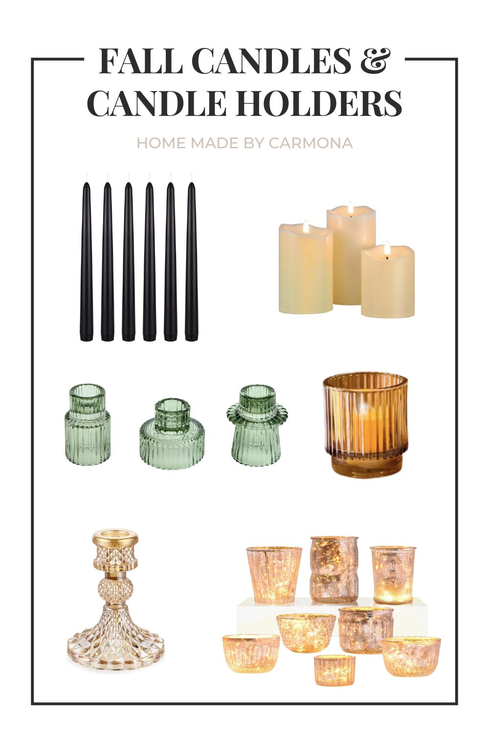 Candles and candlestick holders for fall