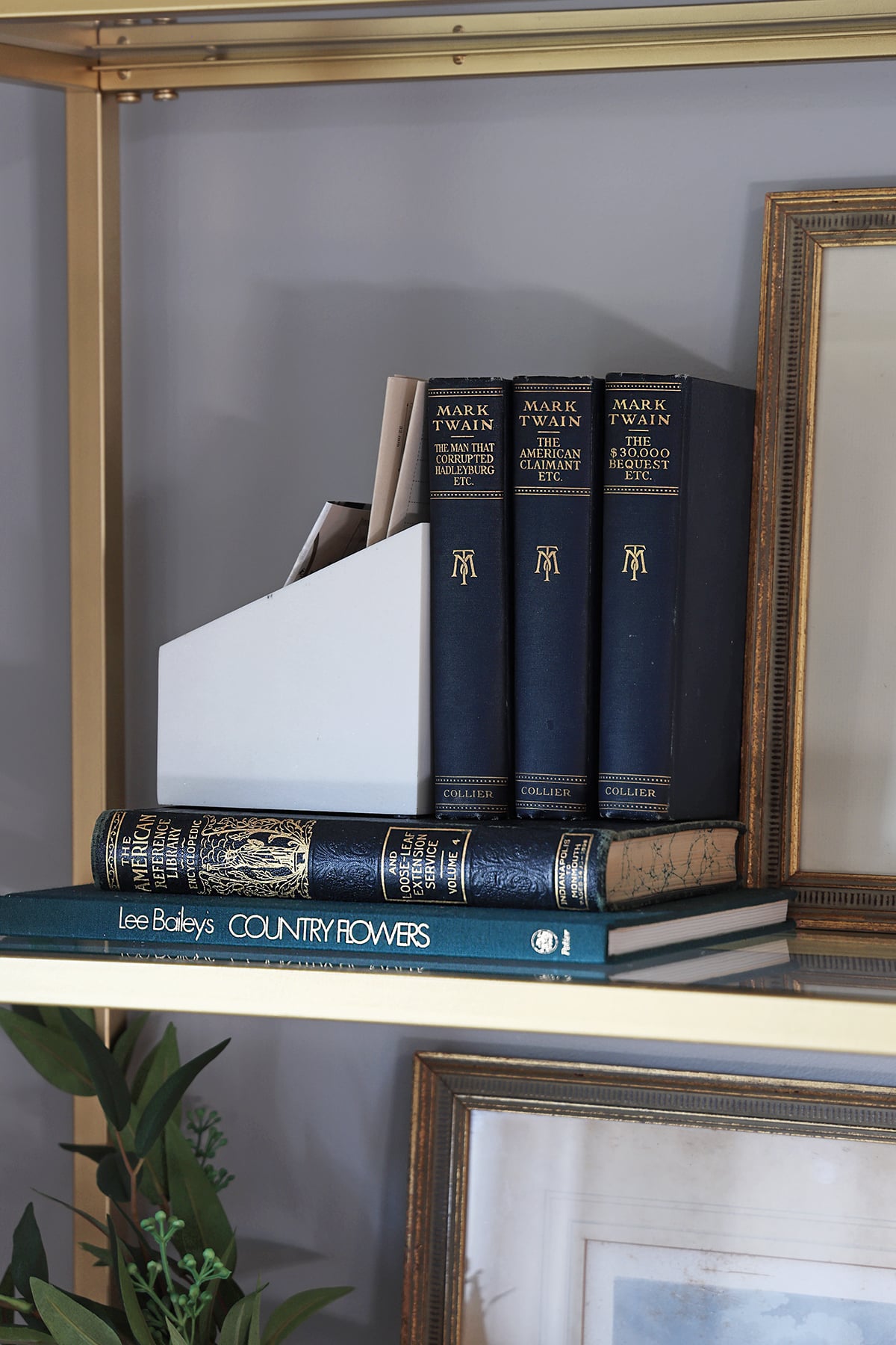 Antique books on a bookshelf