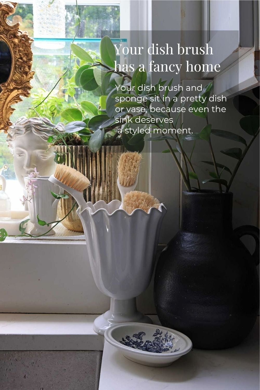 Decorative vase with dish brushes