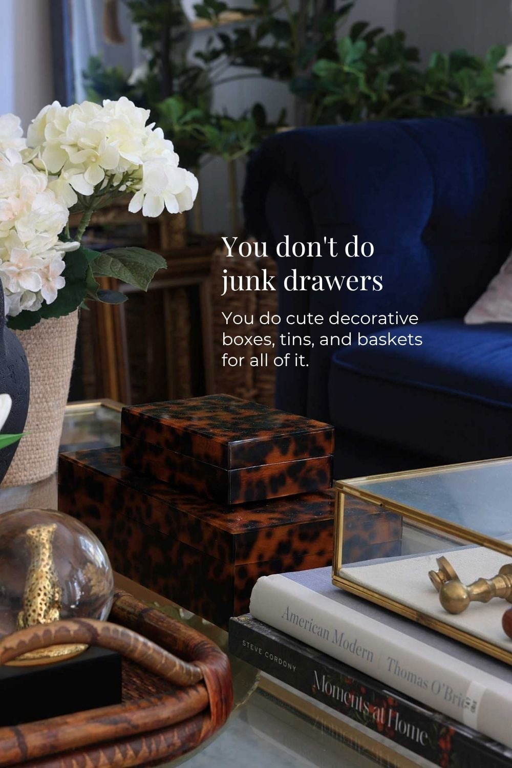 Decorative boxes on a coffee table